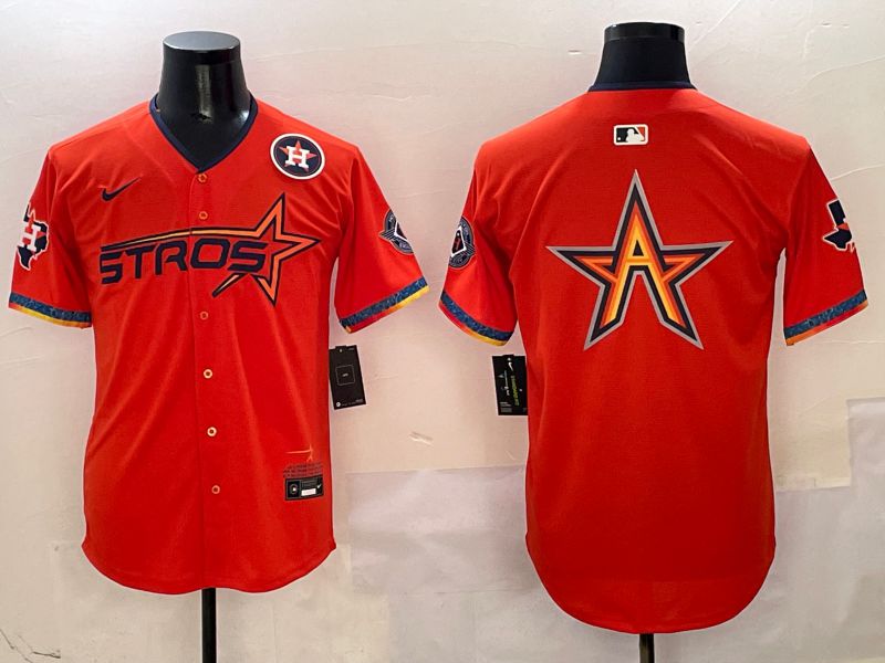 Men Houston Astros Blank Orange Five generation Joint Name 2025 Nike MLB Jersey style 5->houston astros->MLB Jersey